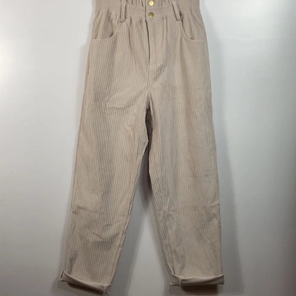 HIGH Waist Paperbag Corduroy Baggy Pants - Picture 6 of 7